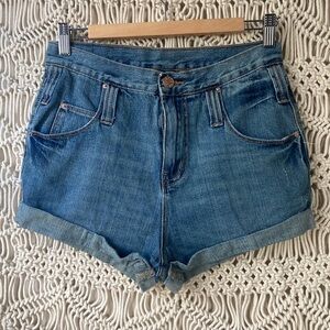 BDG high waisted cut offs with hem sz 27